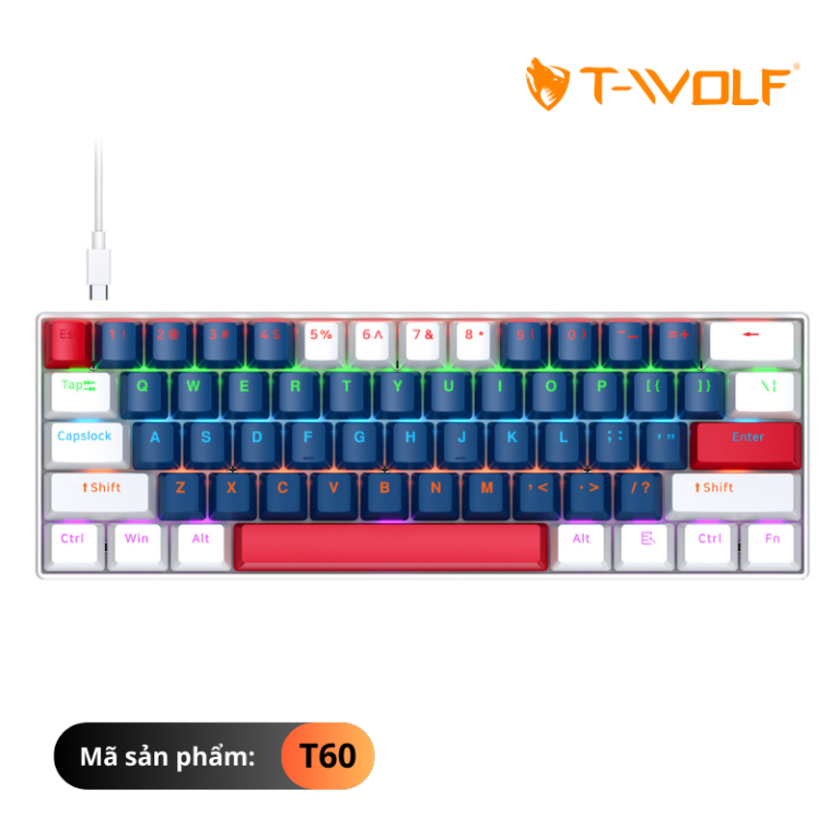 T-Wolf T60 60% Wired RGB Mechanical Gaming Keyboard – PC For Gamers BD